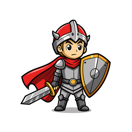 Dynamic Knight Boy with Helmetのイラスト素材