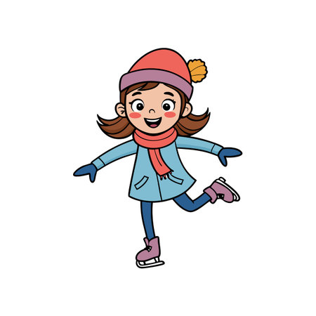 Charming Ice Skating Cartoon Girlのイラスト素材