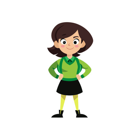 Playful Girl with Short Brown Hairのイラスト素材