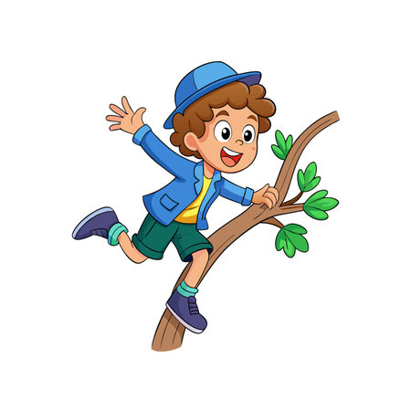 Delightful Boy with Curly Hairのイラスト素材