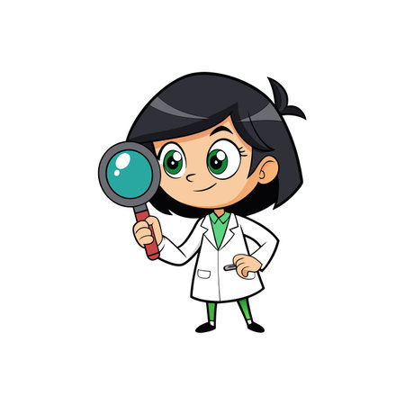 Playful Girl with Magnifying Glassのイラスト素材