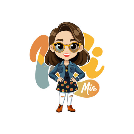Playful Girl in Trendy Clothes