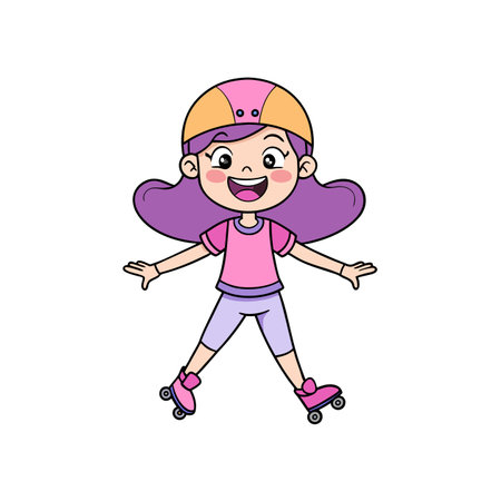 Playful Rollerblader Girl Enjoying the Dayのイラスト素材