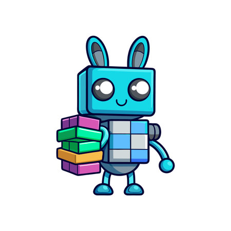 Playful Robot Companion Assisting Kidsのイラスト素材