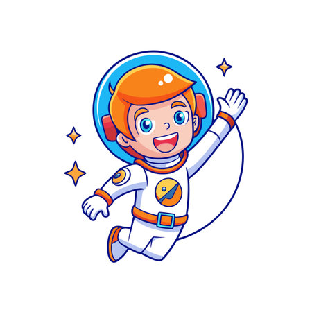 Joyful Young Astronaut in Outer Spaceのイラスト素材