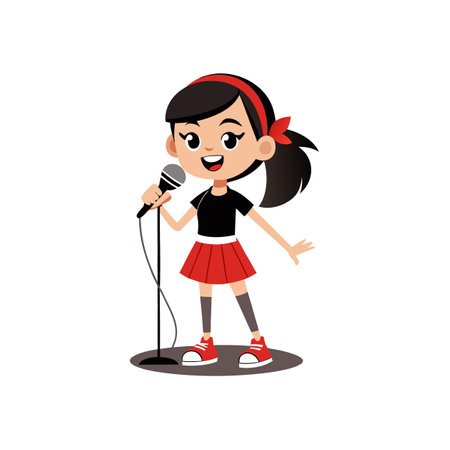 Confident Girl with Microphoneのイラスト素材