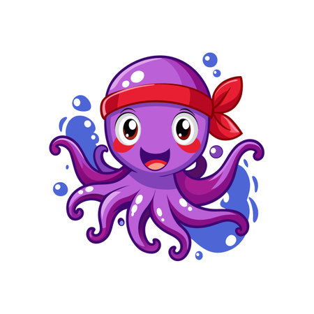Cheerful Octopus Swimming Playfullyのイラスト素材
