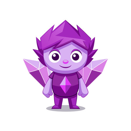 Joyful Kid Exploring Crystal Caveのイラスト素材