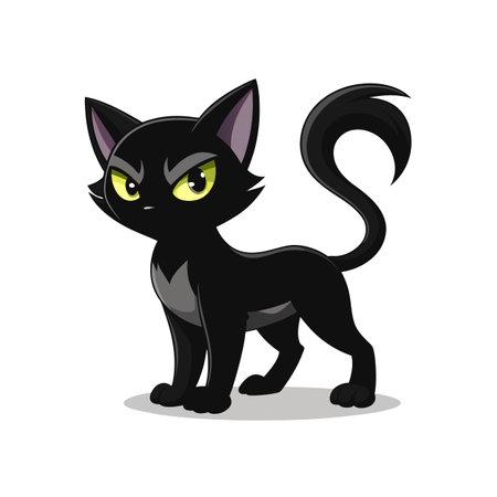Delightful Cartoon Cat with Shadowのイラスト素材