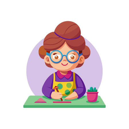 Creative cartoon girl with cool sunglassesのイラスト素材