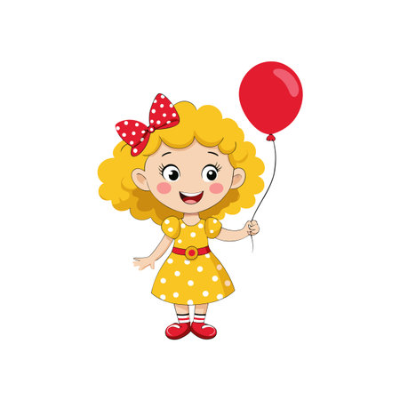 Cheerful Girl with Blonde Curlsのイラスト素材