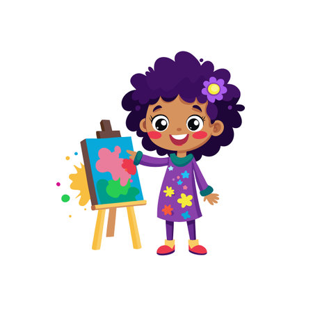 Creative Cartoon Girl Surrounded by Imaginationのイラスト素材