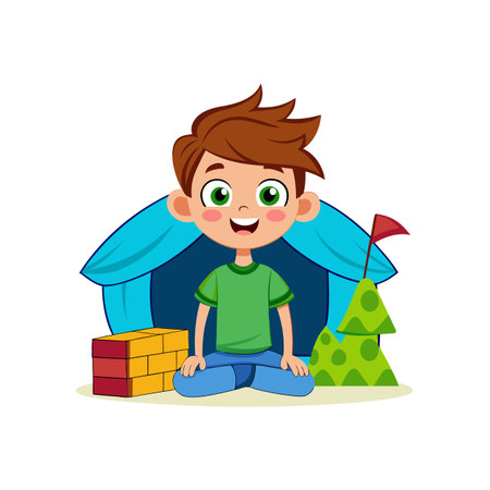 Cheerful Creative Boy Characterのイラスト素材