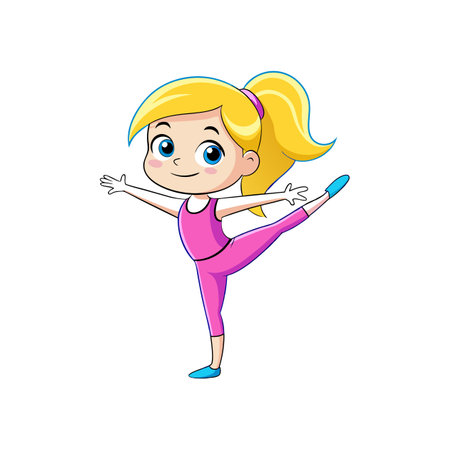Energetic Cartoon Gymnast Showing Off Skillsのイラスト素材