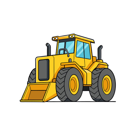 Cartoon Yellow Bulldozer Illustration for Construction Projects