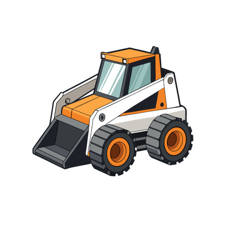 Cartoon Style Skid Steer Loader Isolated on White