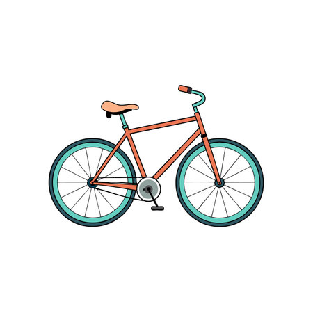 Stylish Retro Bicycle Illustration with Teal Accents on Whiteのイラスト素材