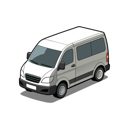 Isometric Gray Van Illustration - Transportation and Delivery Vehicleのイラスト素材
