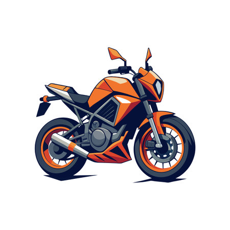 Orange Street Motorcycle Vector Illustration Isolated on Whiteのイラスト素材