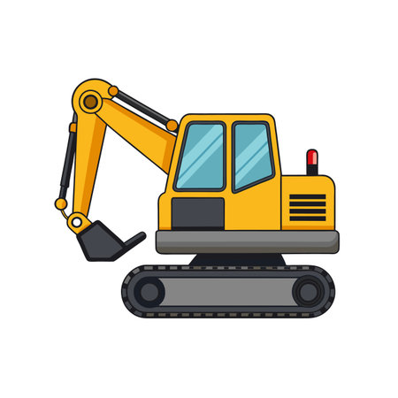 Cartoon Excavator Illustration for Kids and Construction Industry