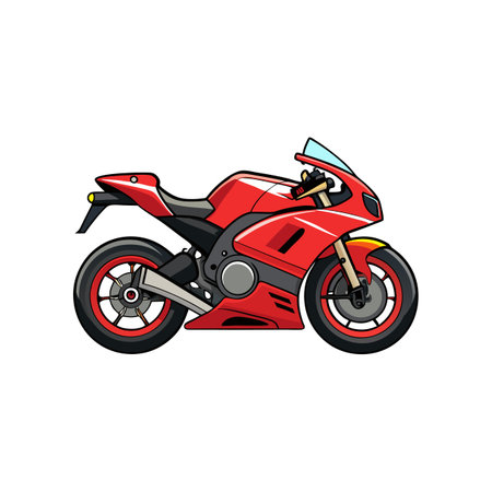 Cartoon Red Motorcycle Illustration Isolated on White Backgroundのイラスト素材