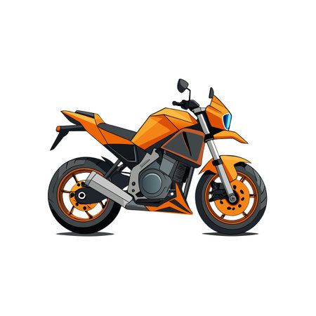 Orange and Black Modern Motorcycle Illustration on White