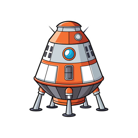 Cartoon Spaceship Spacecraft Isolated Vector Illustration on Whiteのイラスト素材