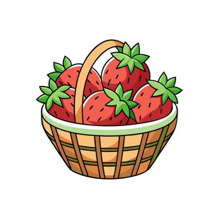 Strawberries in a basket vector illustration graphic elementのイラスト素材