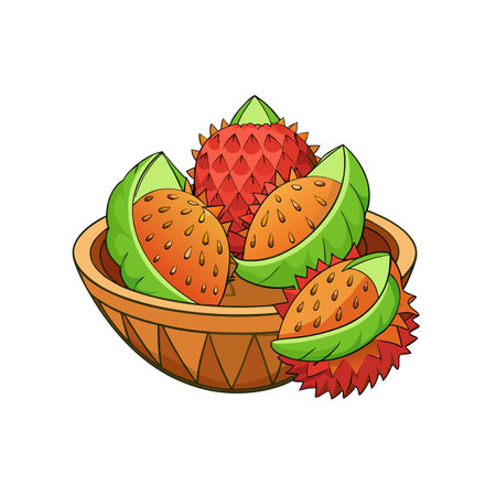 Lychee Fruit in Bowl, Exotic Fruit Still Lifeのイラスト素材