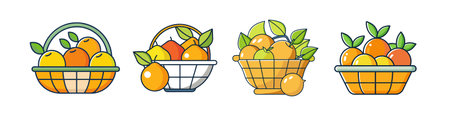 Oranges and Lemons in a Basket Vector Illustrationのイラスト素材