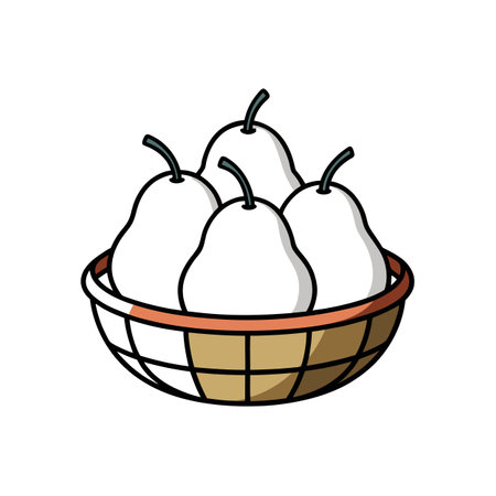 Basket of Pears: Fresh Fruit, Healthy Eating Conceptのイラスト素材