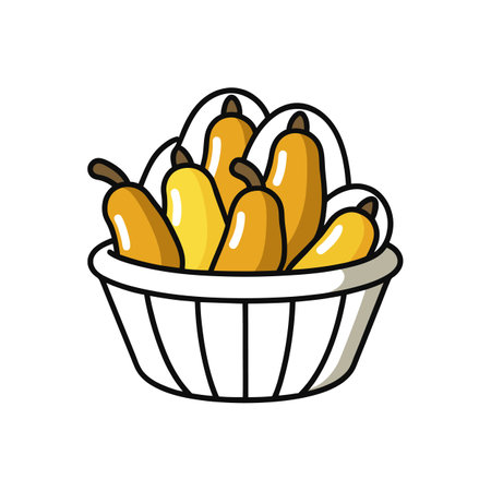 Cute cartoon pears in basket illustration vector imageのイラスト素材