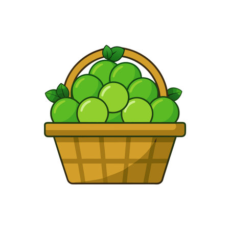 Basket of Green Grapes Cartoon Illustrationのイラスト素材