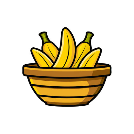 Cartoon Bananas in Bowl Illustration Vector Graphicのイラスト素材