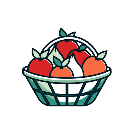 Fruit basket illustration with apples and one onionのイラスト素材