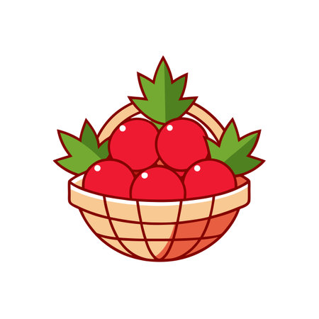 Basket of Cherries Cartoon Illustration for Stock Useのイラスト素材