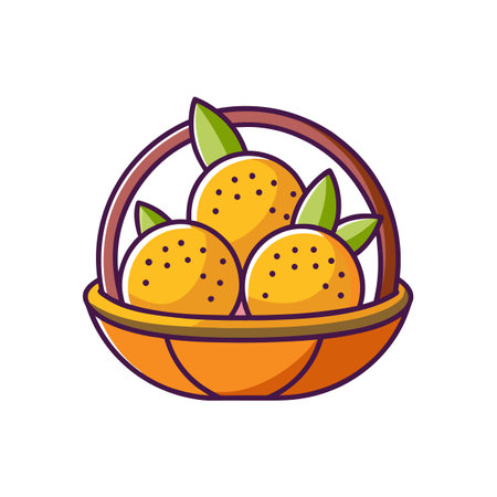 Orange Fruit Basket: Fresh Citrus Vector Illustrationのイラスト素材