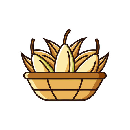 Basket full of dates, isolated design elementのイラスト素材