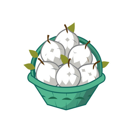 Guavas in a basket, illustration, simple, cartoonのイラスト素材