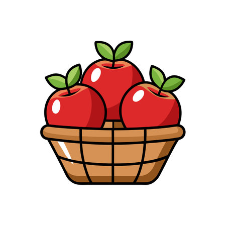 Apples in a Basket Vector Illustration Cartoon Styleのイラスト素材