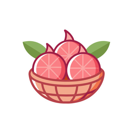 Oranges in Basket, Minimalist Vector Art, Healthy Fruitのイラスト素材