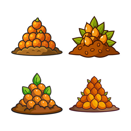 Laddu Pyramid: Indian Sweets Illustration for Diwali Festivalのイラスト素材