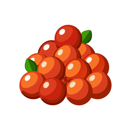 Pile of Rowan berries with leaves, isolated vectorのイラスト素材