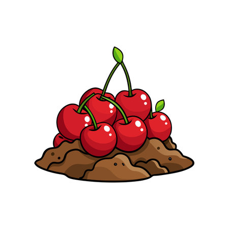 Pile of Red Cherries on a Little Moundのイラスト素材