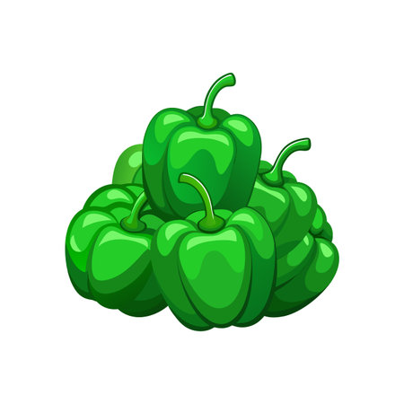 Pile of Green Bell Peppers Isolated on White Backgroundのイラスト素材