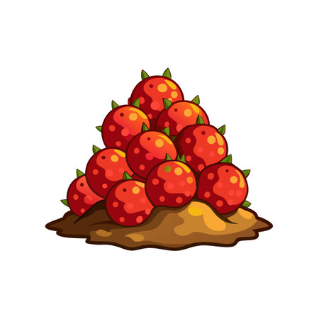 Pile of red fruit with dots cartoon illustrationのイラスト素材