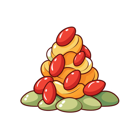 Colorful Seed Snack Illustration: Cashews, Seeds and Goji Berriesのイラスト素材