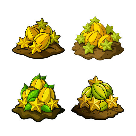 Fresh Starfruit Pile: Sweet and Tropical Delightのイラスト素材