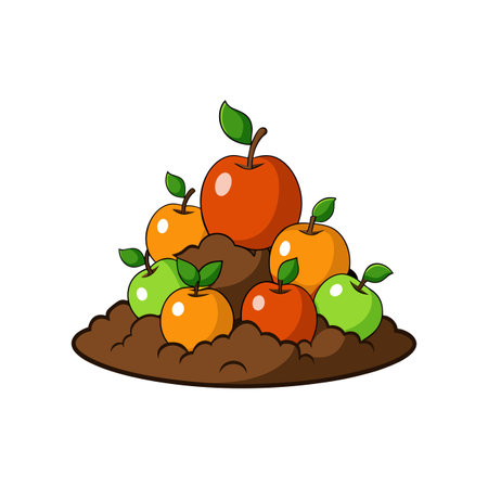 Cartoon apple harvest in the ground illustration vectorのイラスト素材