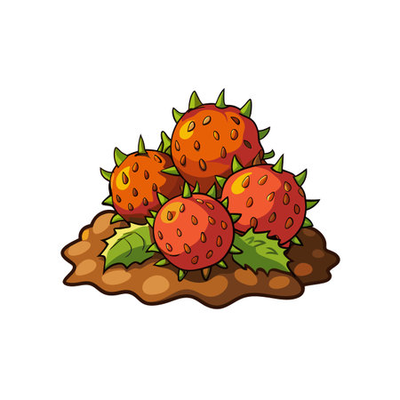 Cute cartoon lychee fruits isolated on white backgroundのイラスト素材